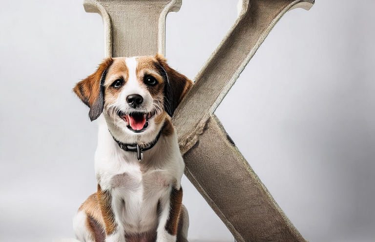 Brauner Hund mit aufmerksamen Augen vor einem schlichten Hintergrund.